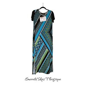 Bob Mackie nwt maxi dress stretch size xs. Geometric multicolor. Free shipping